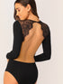 Lace Trim Open Back Bodysuit